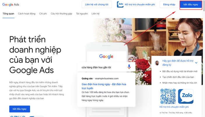 Đăng ký tài khoản quảng cáo Google Ads