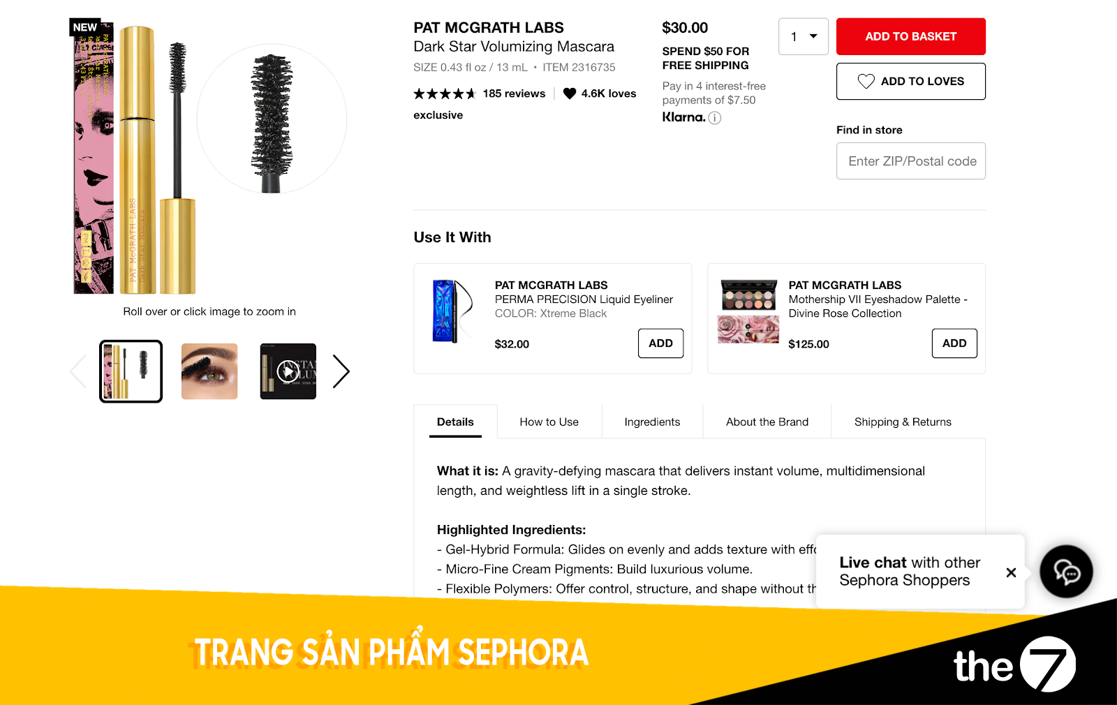Trang sản phẩm Sephora - Thiết kế website bán hàng 