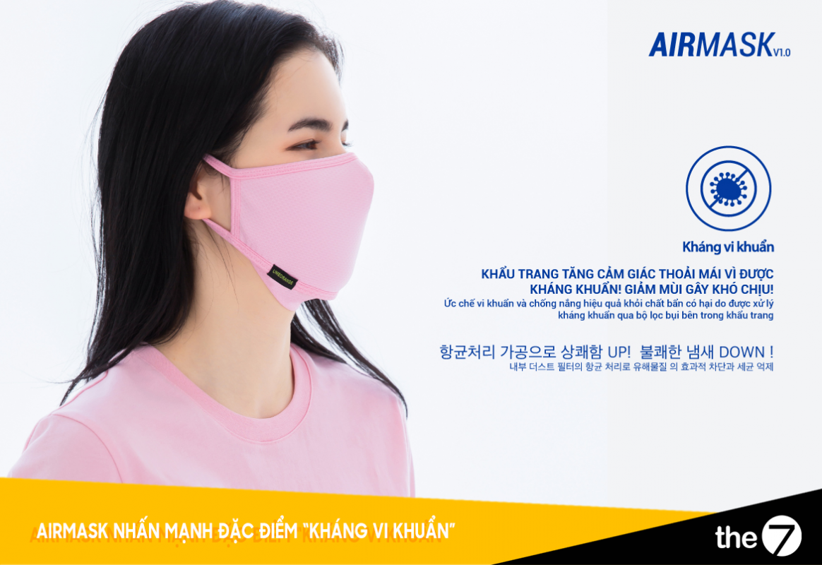 Airmask nhấn mạnh đặc điểm "kháng vi khuẩn"