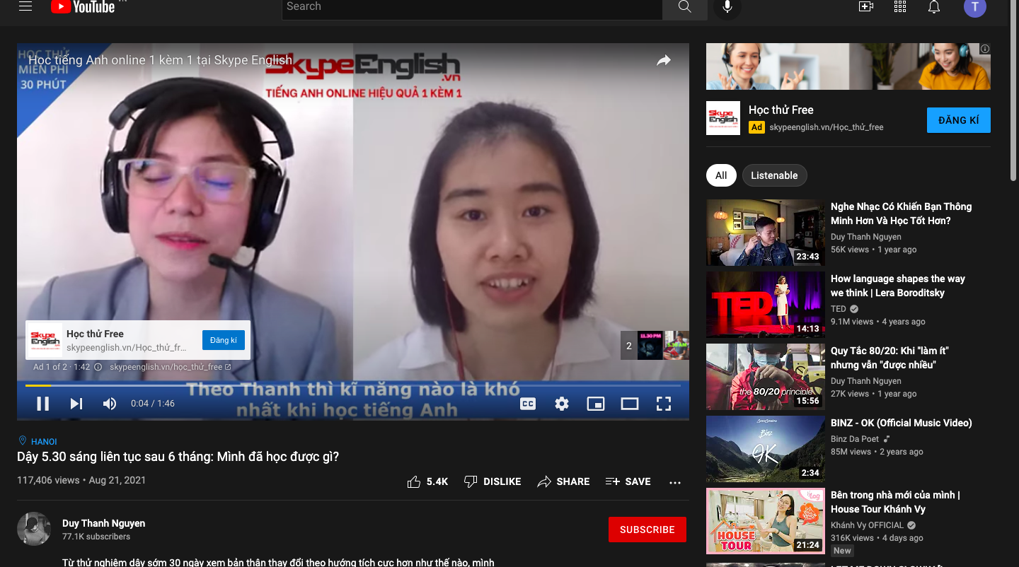 Video ads có thể skip qua sau 5s xem