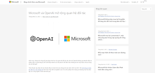 OpenAI và Microsoft mở rộng quan hệ đối tác 
