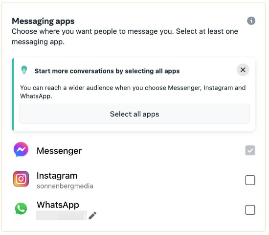 Facebook Messenger hoặc Instagram, WhatsApp