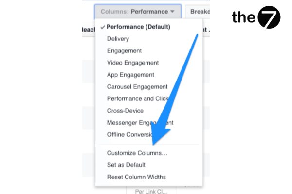 Bộ lọc thống kê Columns (Cột) của Facebook Ads Manager