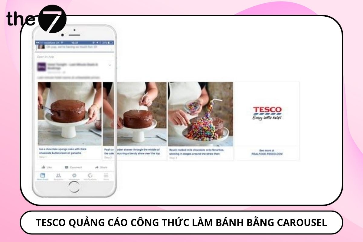 Công thức làm bánh của Tesco được quảng bá bằng quảng cáo Carousel Facebook