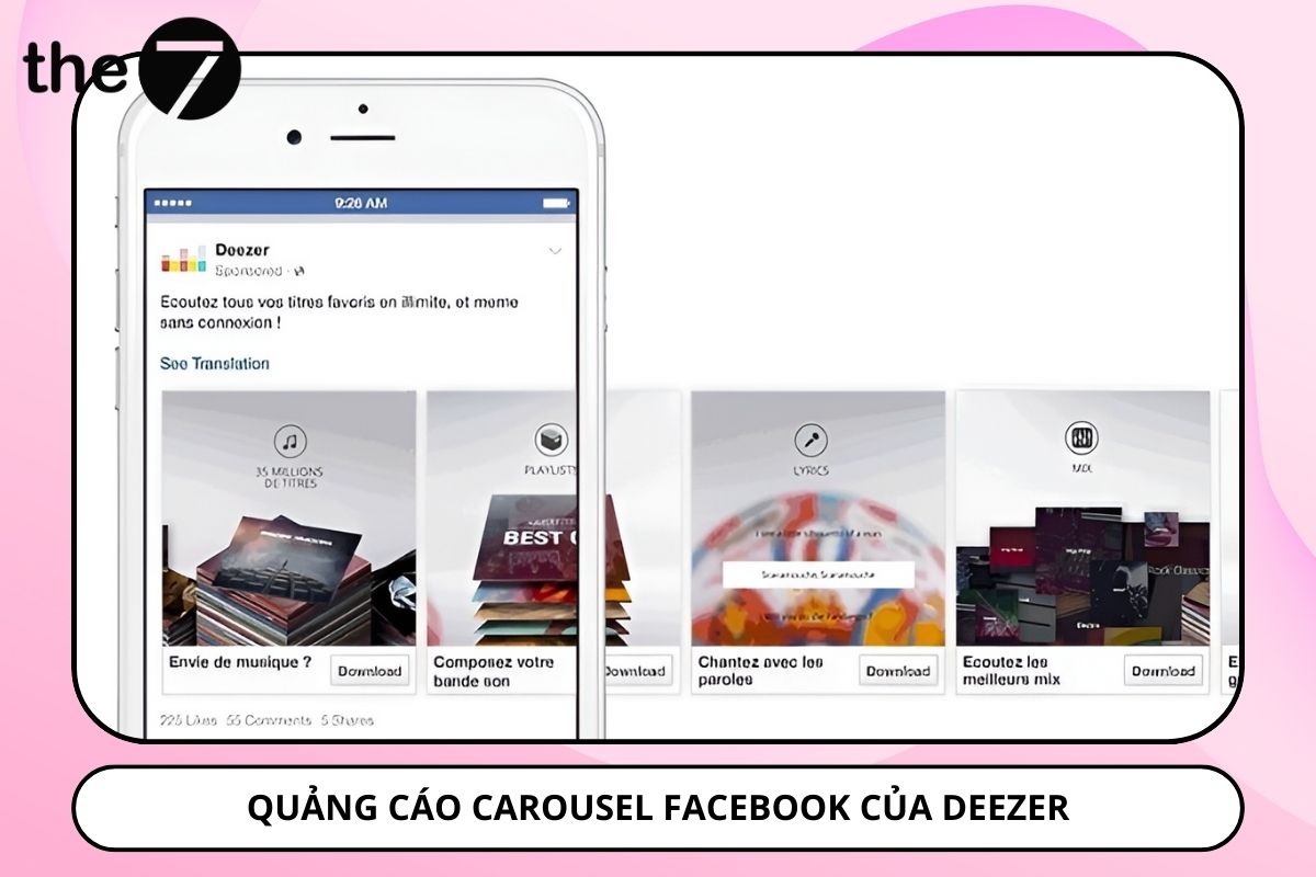 Carousel Ads của Deezer giới thiệu trước tính năng nghe nhạc trong ứng dụng