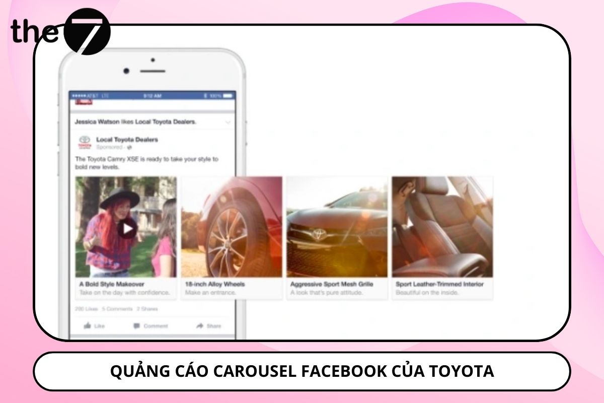 Điểm nổi bật của xe Toyota trên một Facebook Carousel Ads