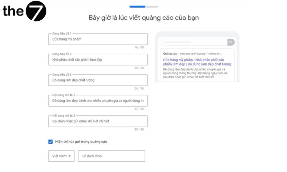 Hoàn thiện mẫu quảng cáo