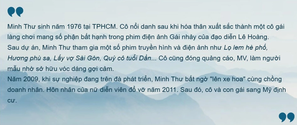 Diễn viên Minh Thư tuổi 50 sống độc thân kín tiếng ở Mỹ.