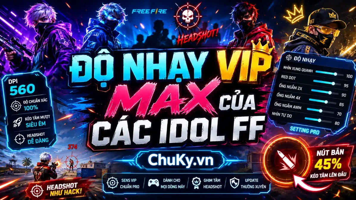 Độ nhạy VIP Max của các Idol FF, bao gồm cả Toàn Tây