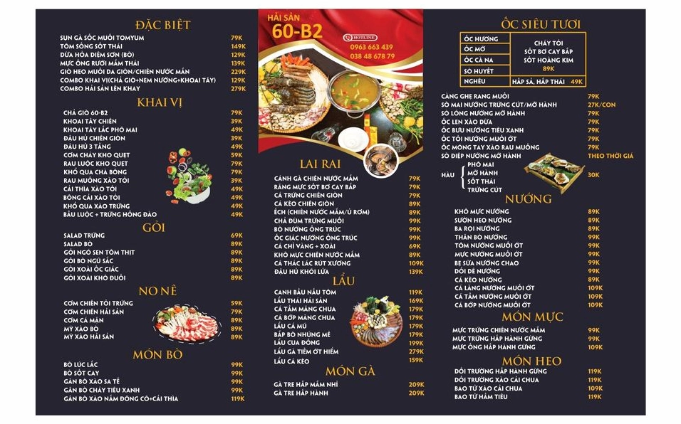 Hải sản 60-B2 - Trải nghiệm ẩm thực độc đáo