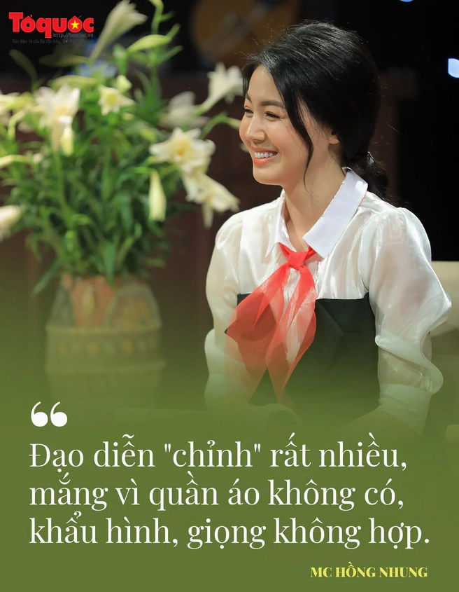 Hình ảnh MC Hồng Nhung trong một chương trình.