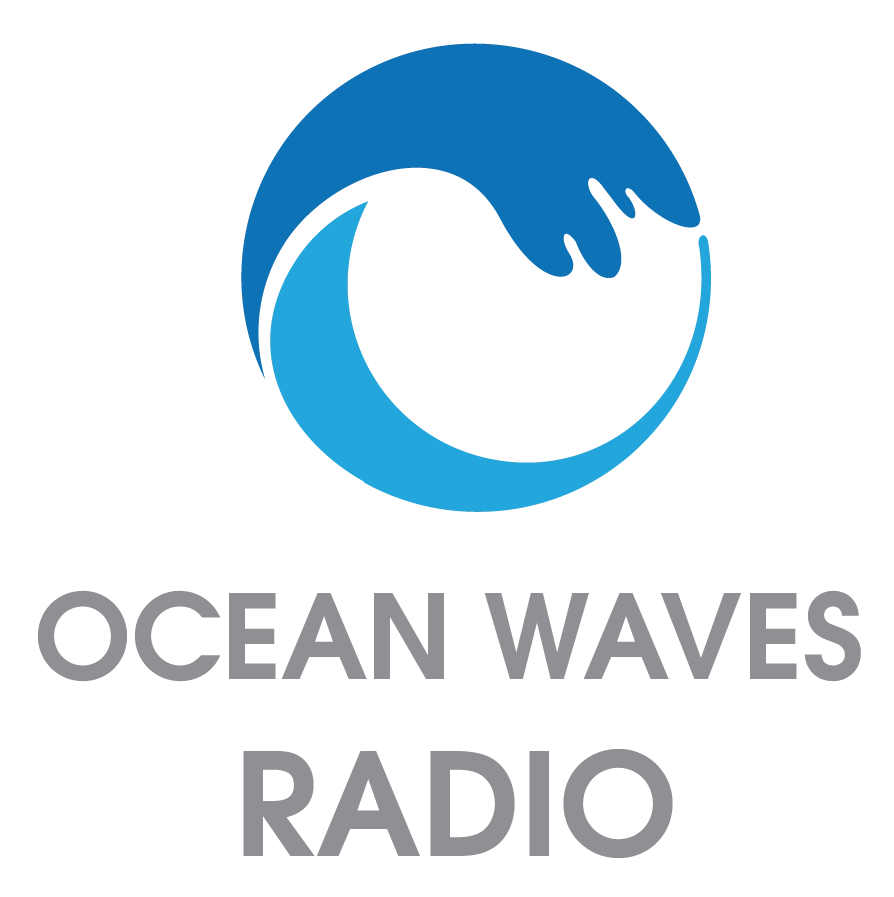 Logo của Ocean Waves Radio, có thể liên quan đến các hoạt động âm nhạc trực tuyến