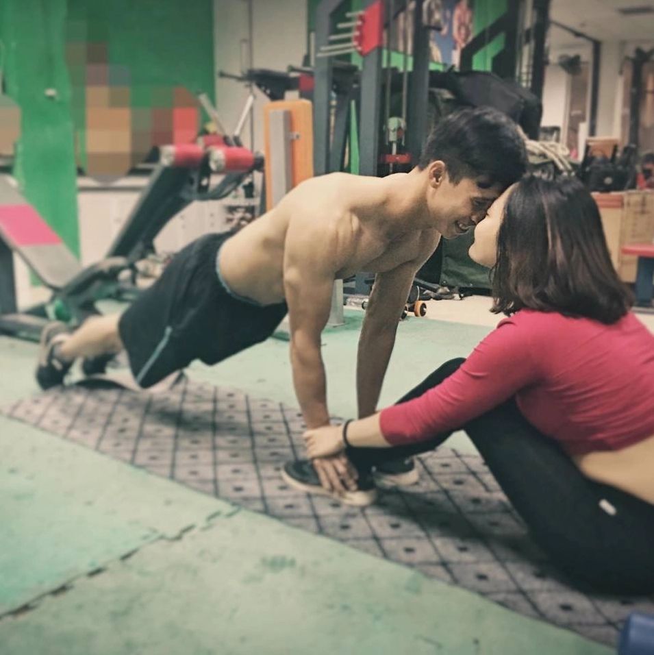 Lưu Minh Phương trong phòng tập gym